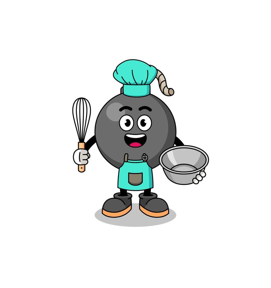 Illustration of bomb as a bakery chef vector