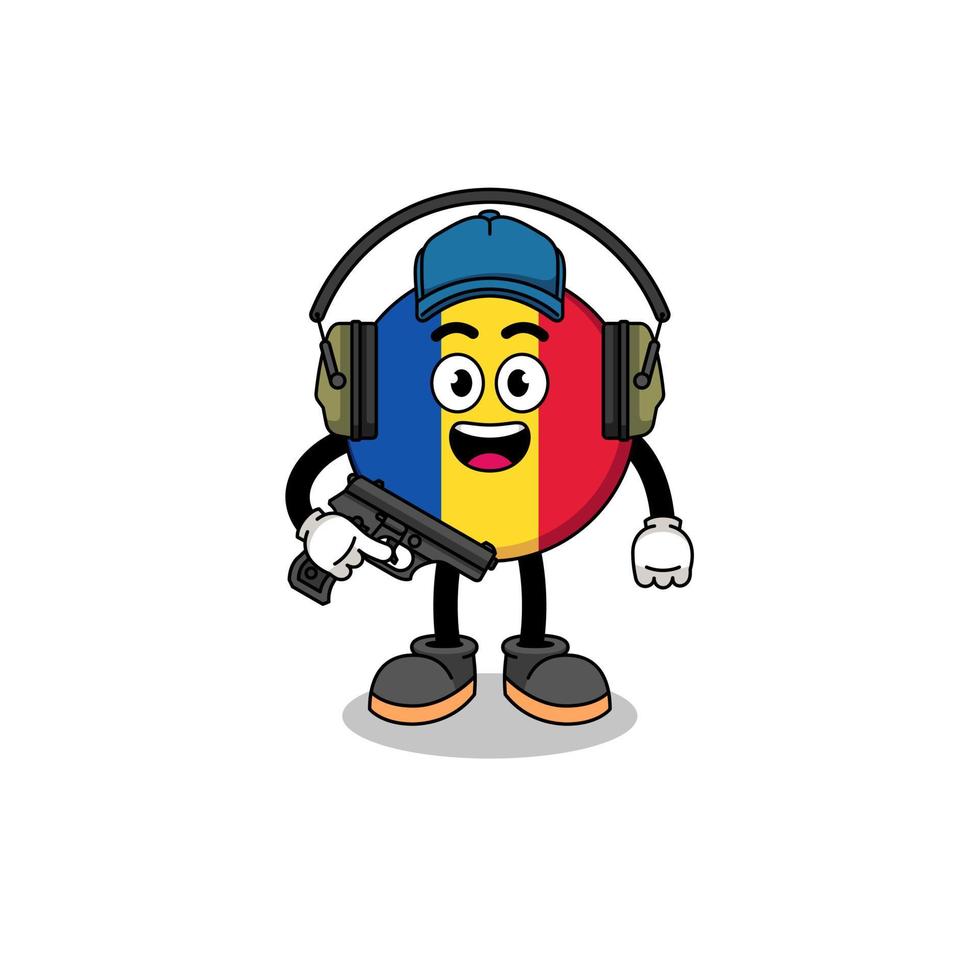 Character mascot of romania flag doing shooting range vector