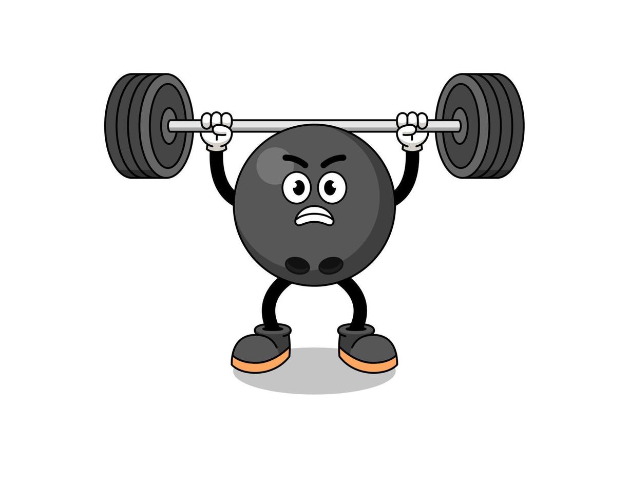 bowling ball mascot cartoon lifting a barbell vector