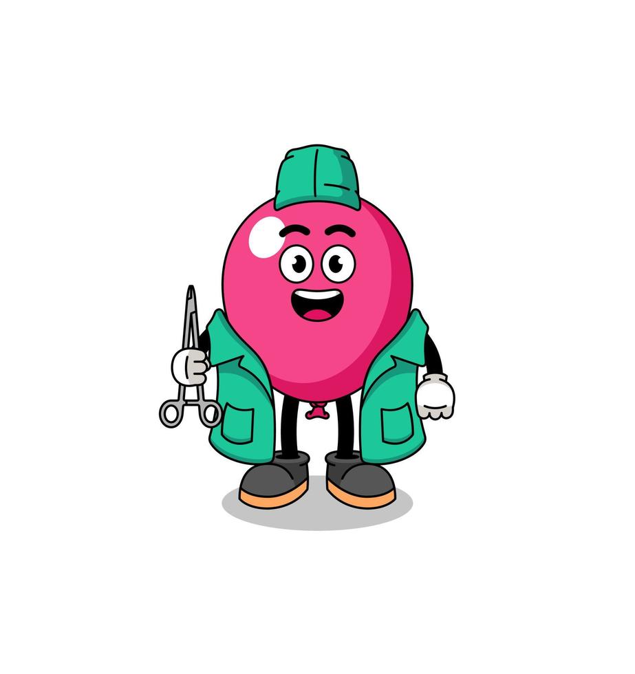 Illustration of balloon mascot as a surgeon vector