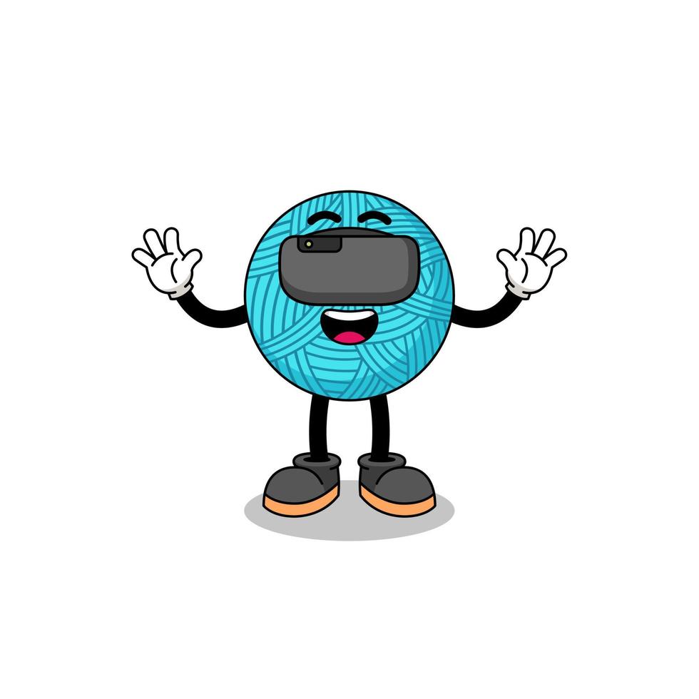 Illustration of yarn ball with a vr headset vector
