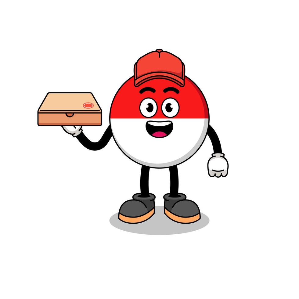 indonesia flag illustration as a pizza deliveryman vector