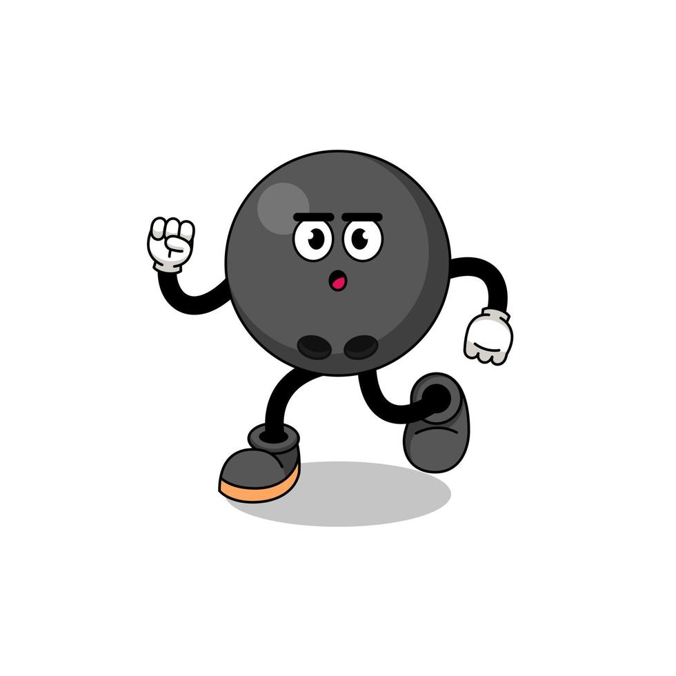 running bowling ball mascot illustration vector