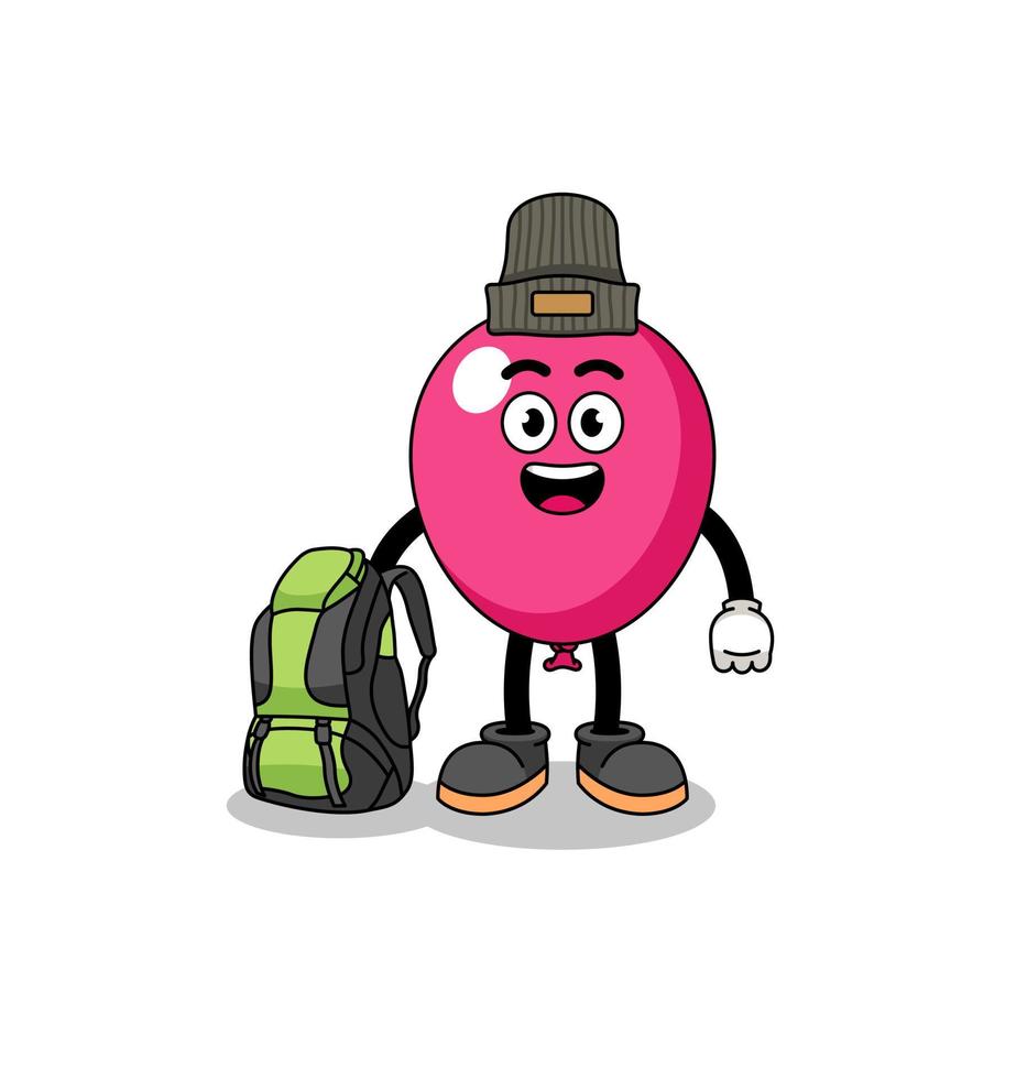 Illustration of balloon mascot as a hiker vector