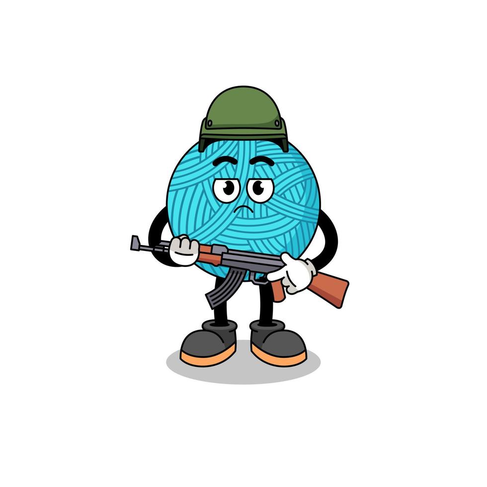 Cartoon of yarn ball soldier vector