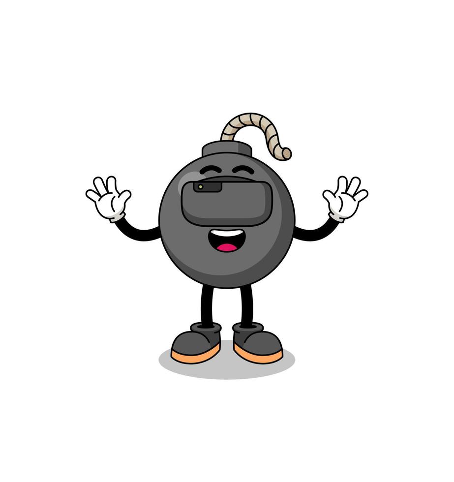 Illustration of bomb with a vr headset vector