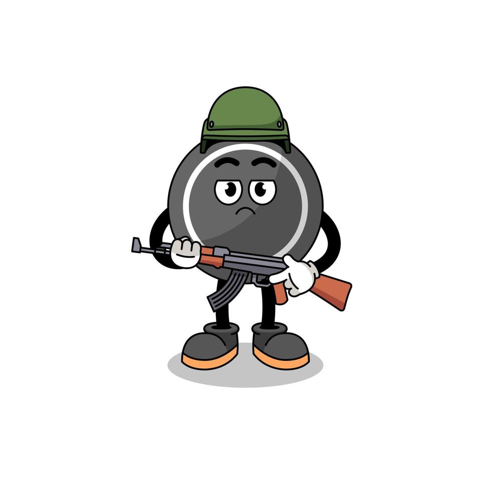 Cartoon of hockey puck soldier vector