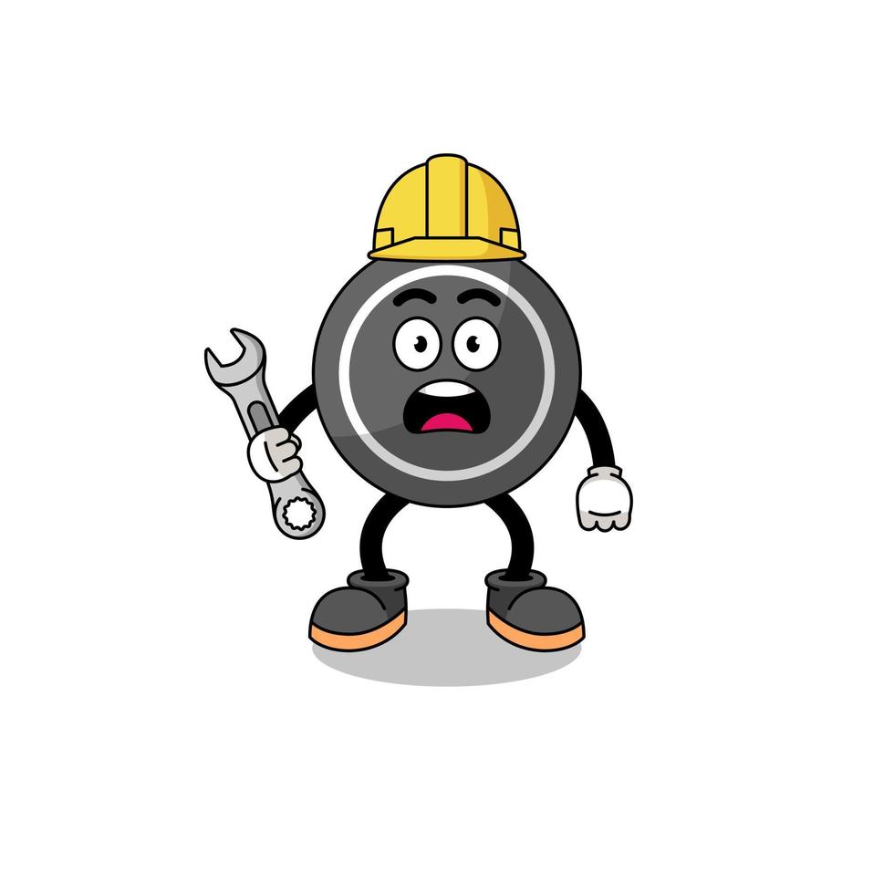 Character Illustration of hockey puck with 404 error vector