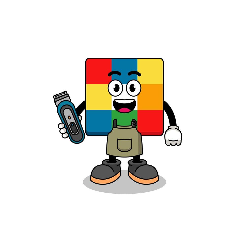 Cartoon Illustration of cube puzzle as a barber man vector