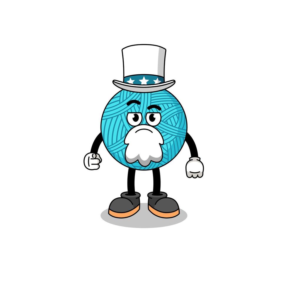 Illustration of yarn ball cartoon with i want you gesture vector