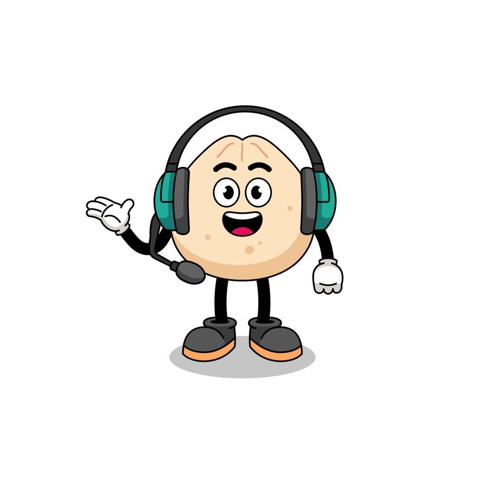 Mascot Illustration of meat bun as a customer services vector