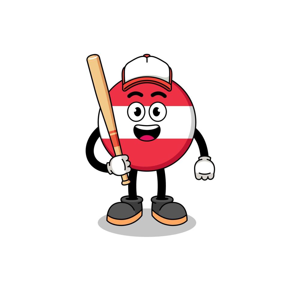 caricatura de la mascota de la bandera de austria como jugador de béisbol vector