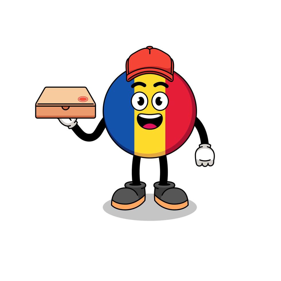 ilustración de la bandera de rumania como repartidor de pizza vector