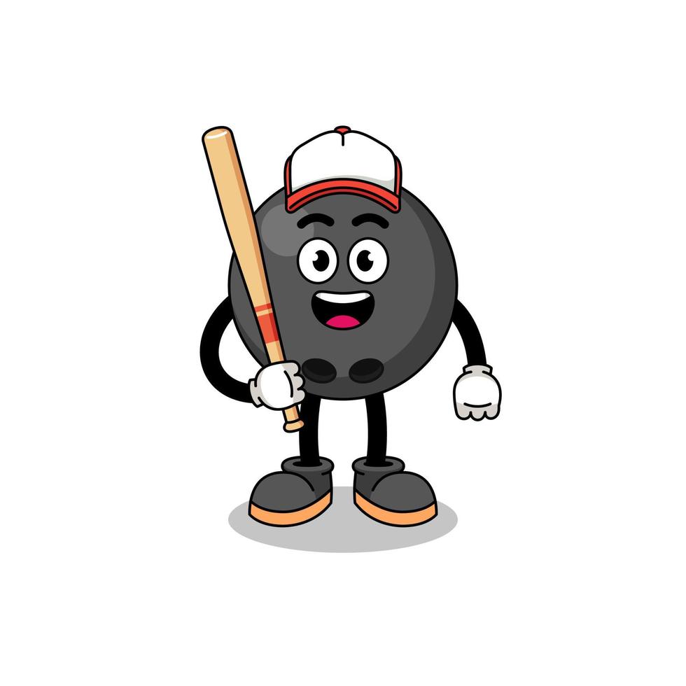 caricatura de la mascota de la bola de bolos como jugador de béisbol vector