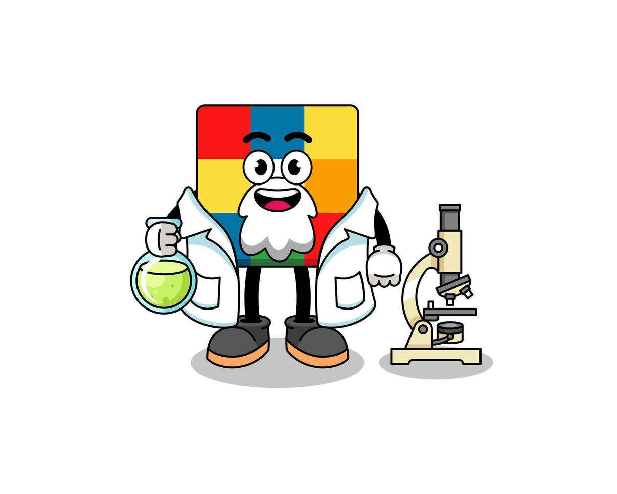 Mascot of cube puzzle as a scientist vector