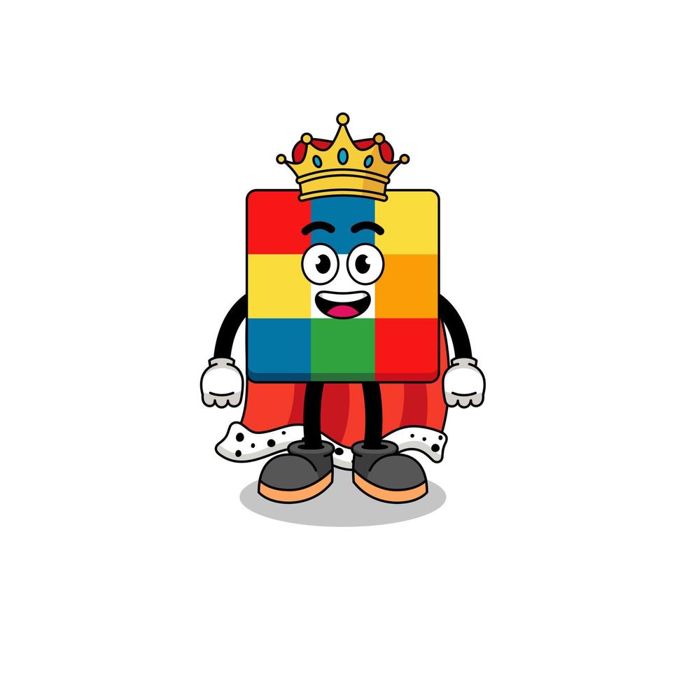 ilustración de la mascota del rey del rompecabezas del cubo vector
