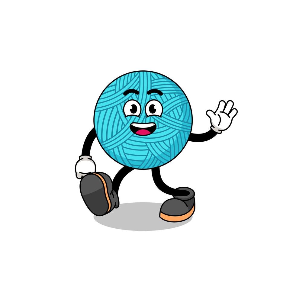 yarn ball cartoon walking vector