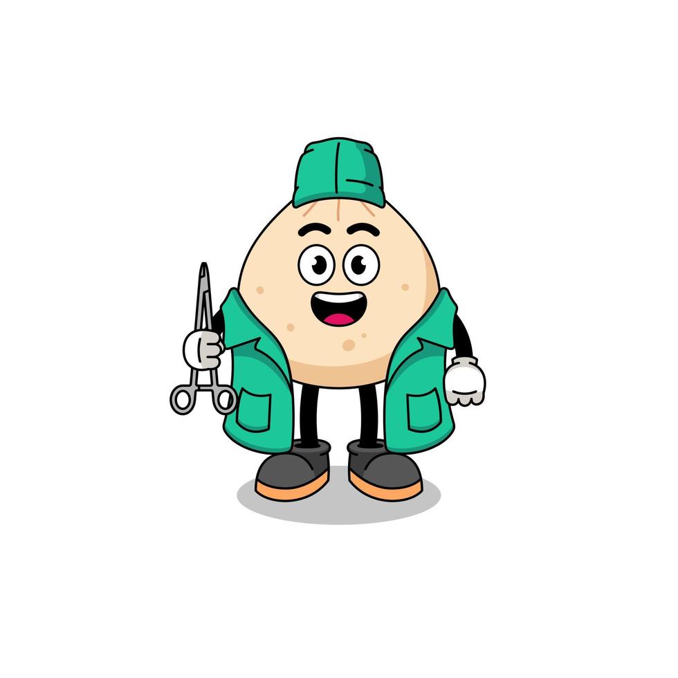 Illustration of meat bun mascot as a surgeon vector