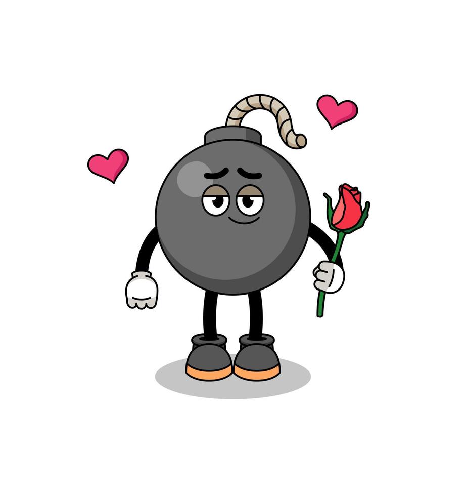 bomb mascot falling in love vector
