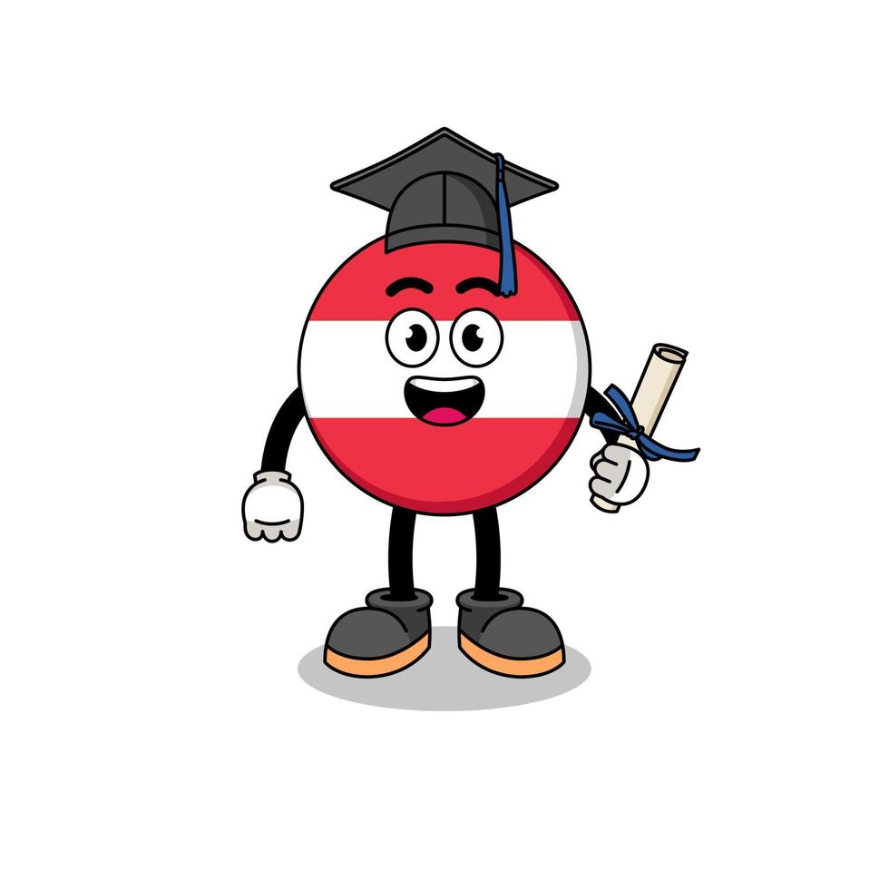 austria flag mascot with graduation pose vector