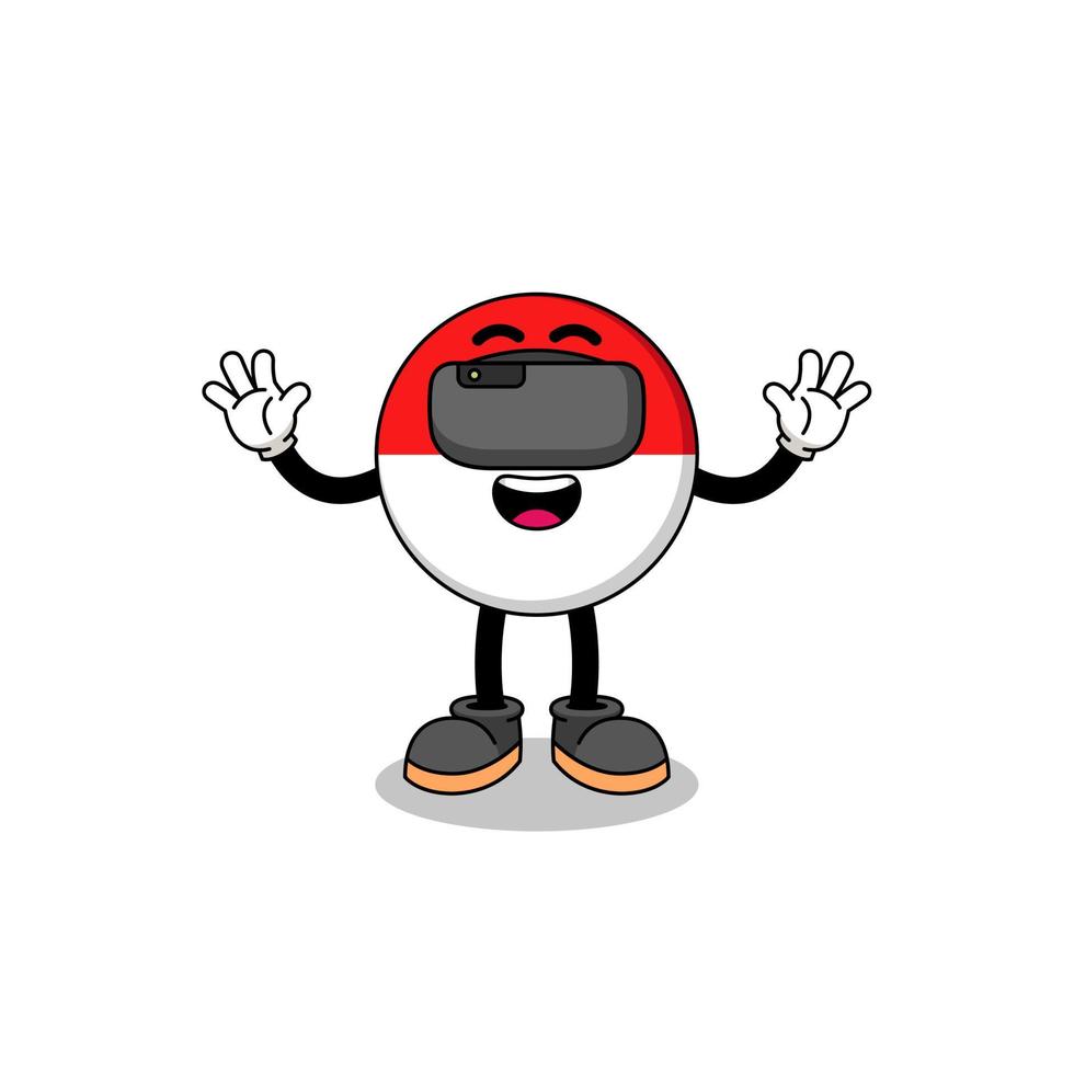 Illustration of indonesia flag with a vr headset vector