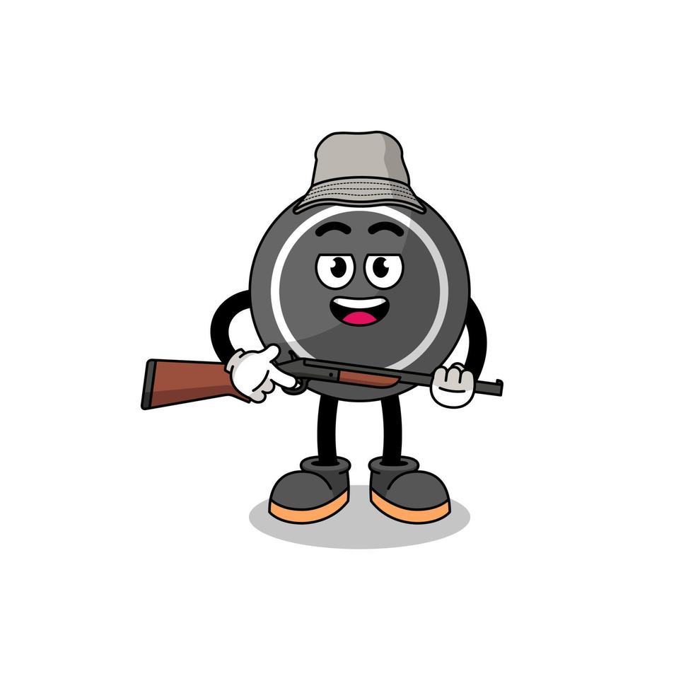 Cartoon Illustration of hockey puck hunter vector