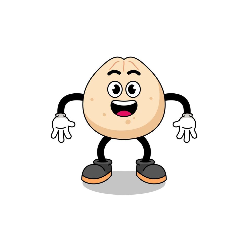 meat bun cartoon with surprised gesture vector
