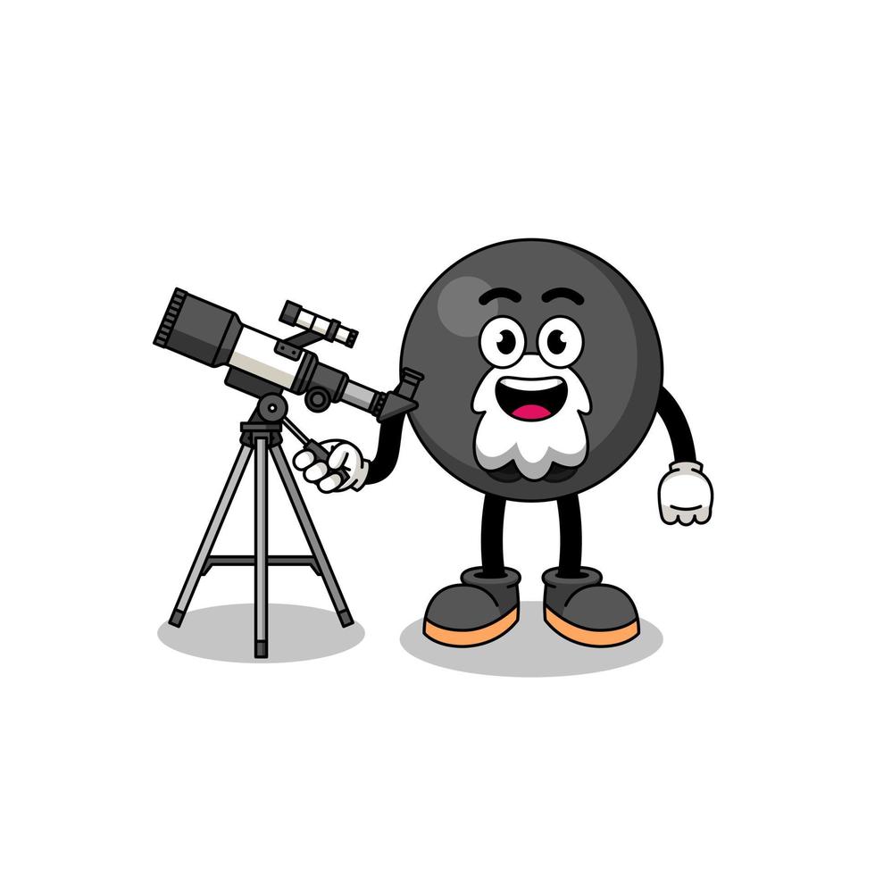 Illustration of bowling ball mascot as an astronomer vector