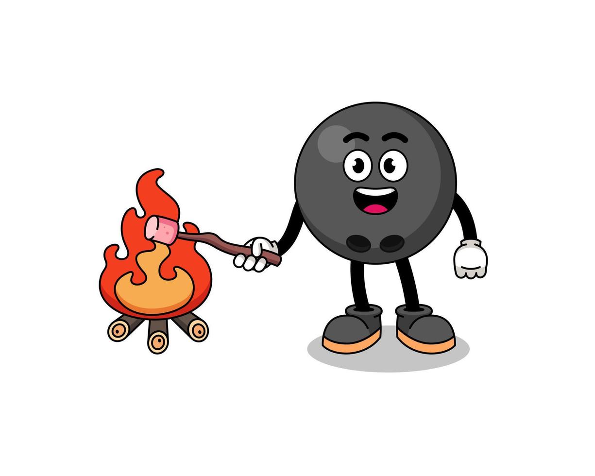 Illustration of bowling ball burning a marshmallow vector