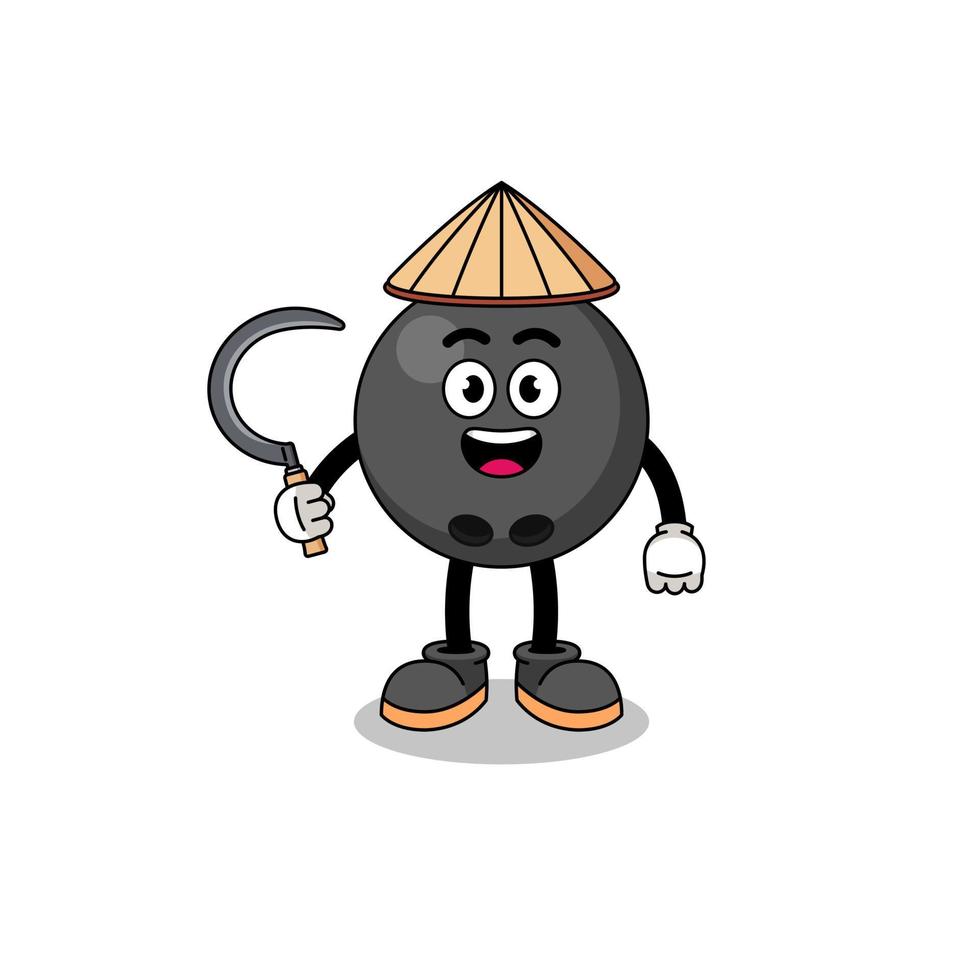 Illustration of bowling ball as an asian farmer vector