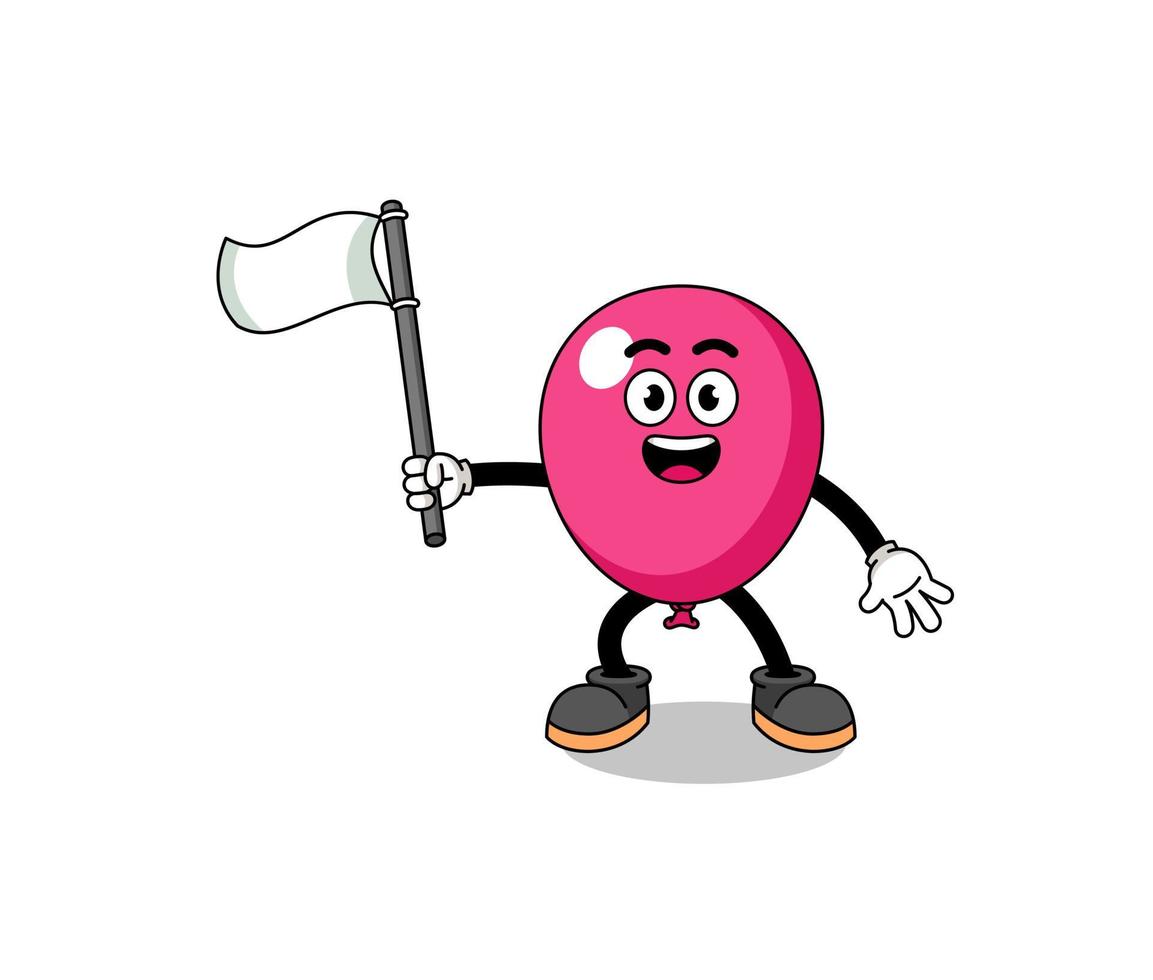 Cartoon Illustration of balloon holding a white flag vector