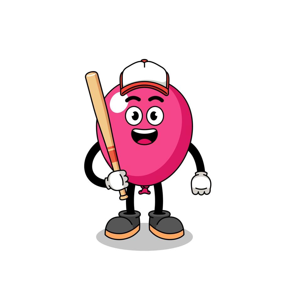 caricatura de mascota de globo como jugador de béisbol vector