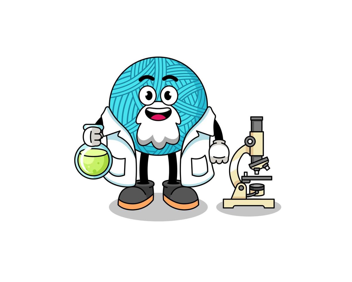 Mascot of yarn ball as a scientist vector