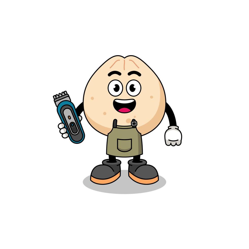 Cartoon Illustration of meat bun as a barber man vector