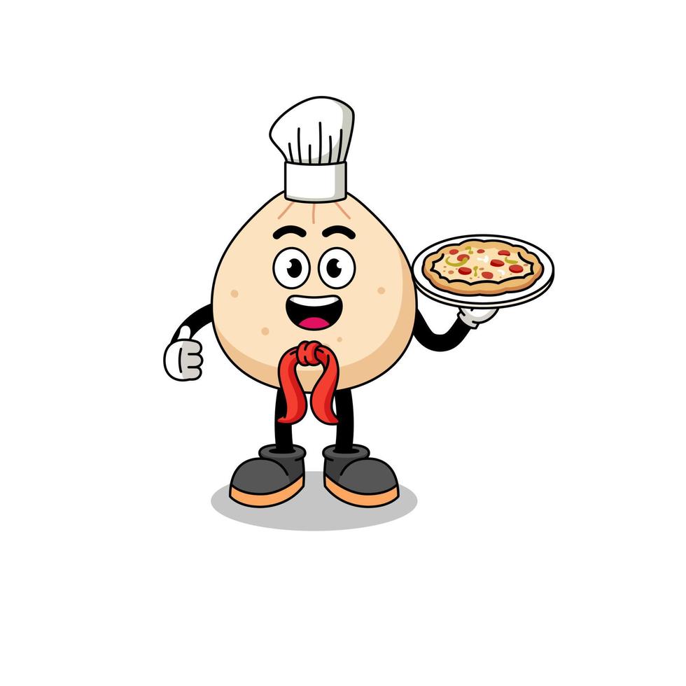 Illustration of meat bun as an italian chef vector