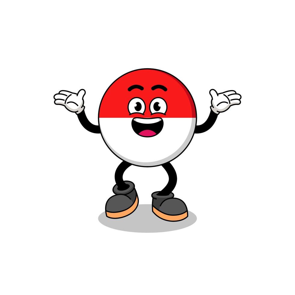 indonesia flag cartoon searching with happy gesture vector
