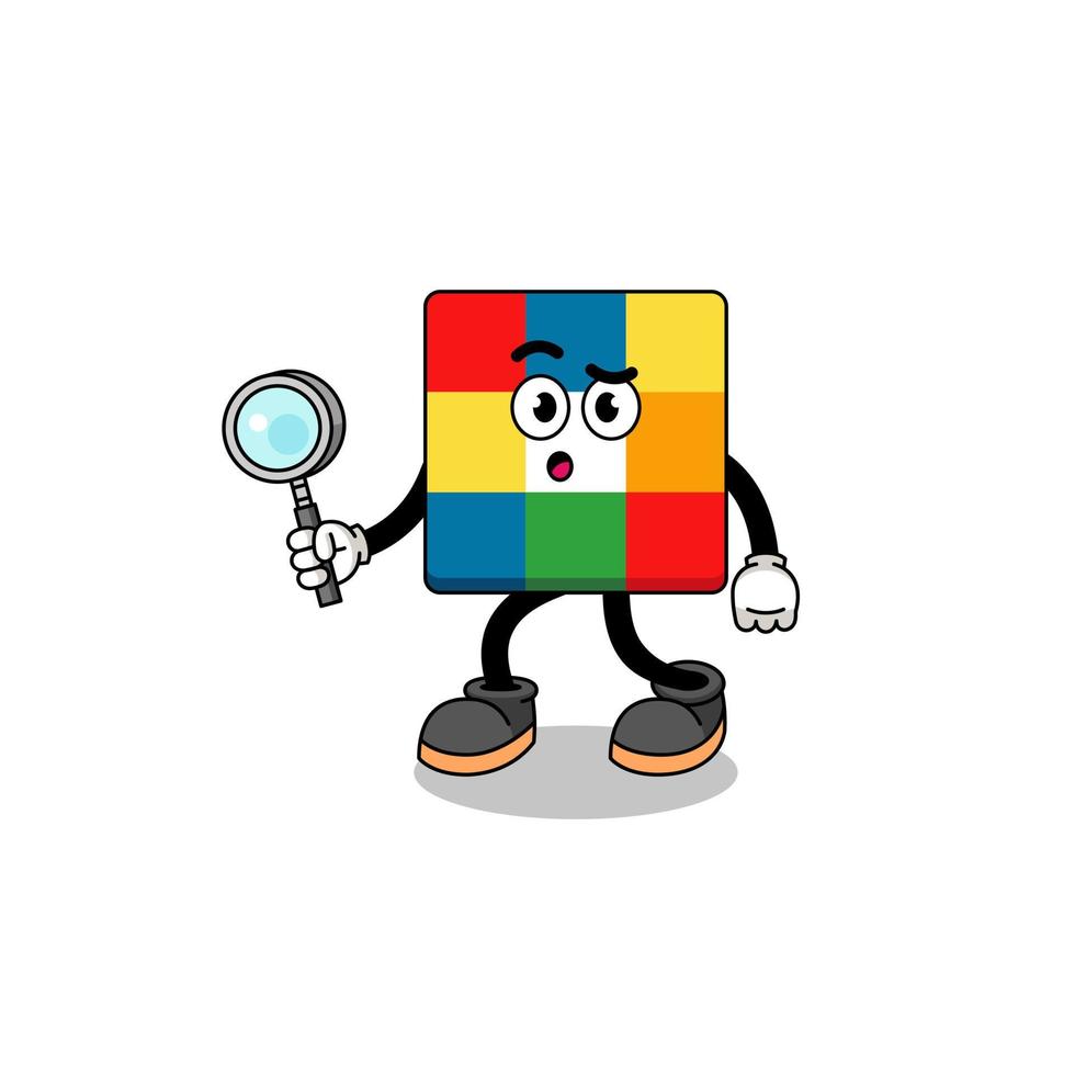 Mascot of cube puzzle searching vector