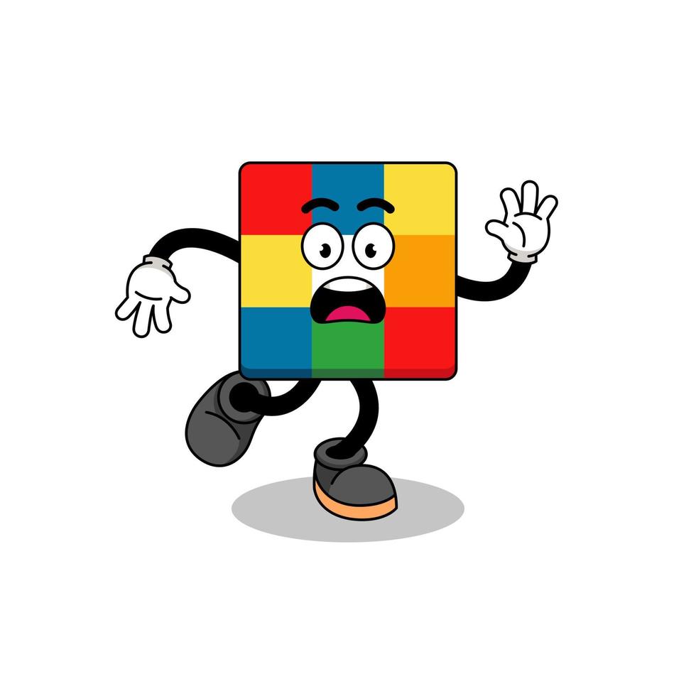 slipping cube puzzle mascot illustration vector