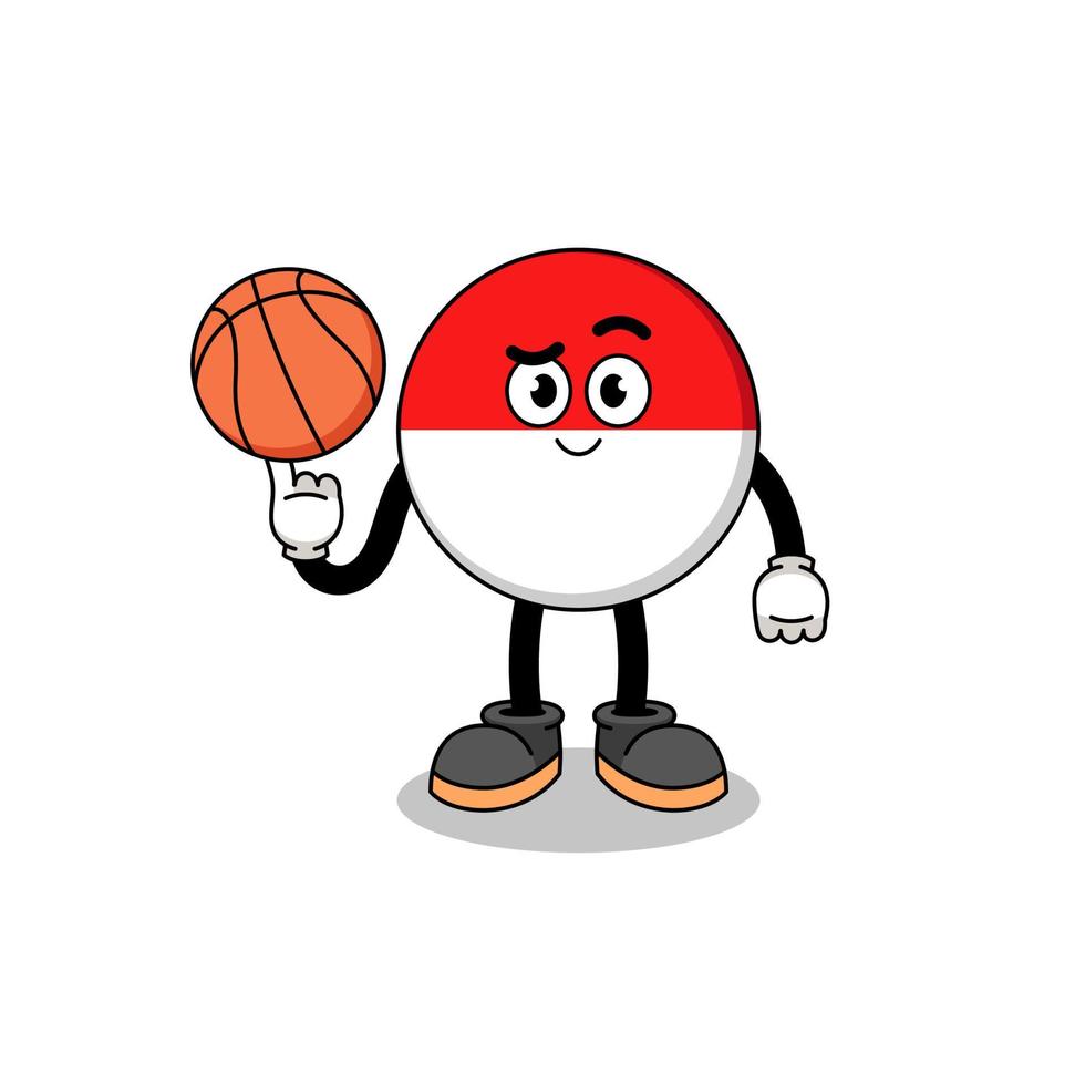 indonesia flag illustration as a basketball player vector