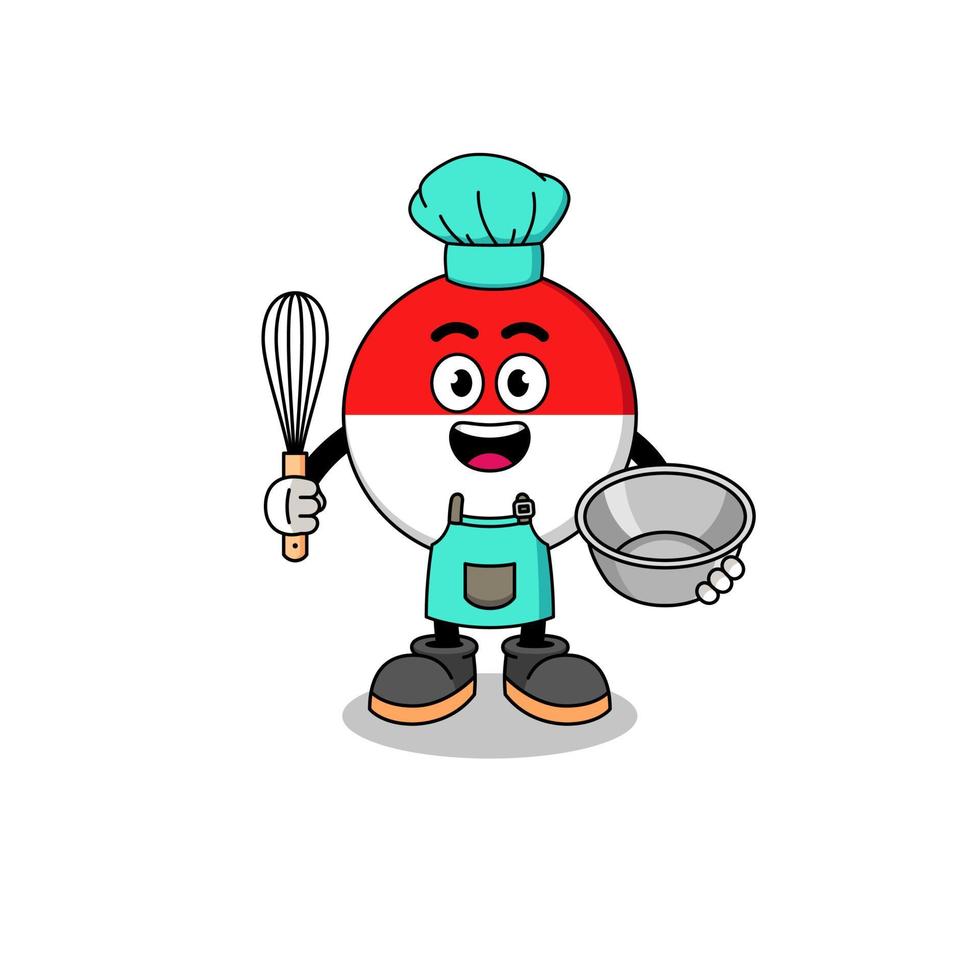Illustration of indonesia flag as a bakery chef vector