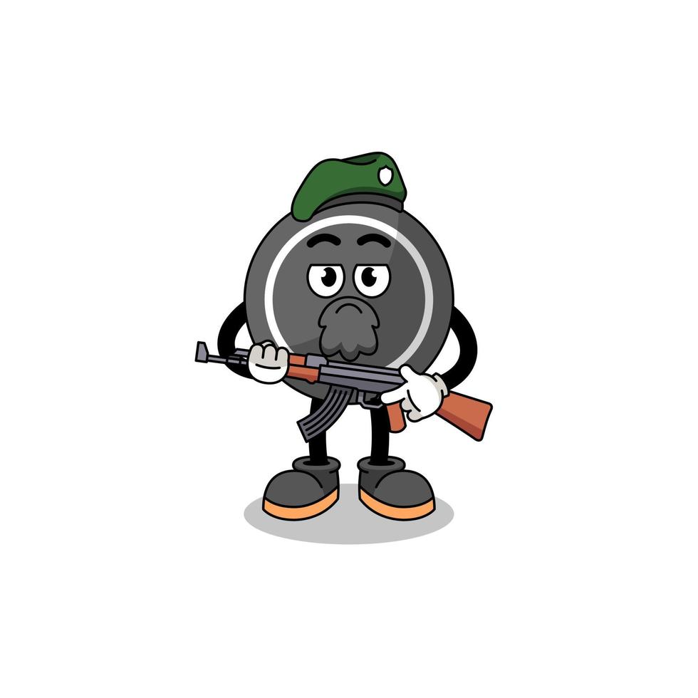 Character cartoon of hockey puck as a special force vector