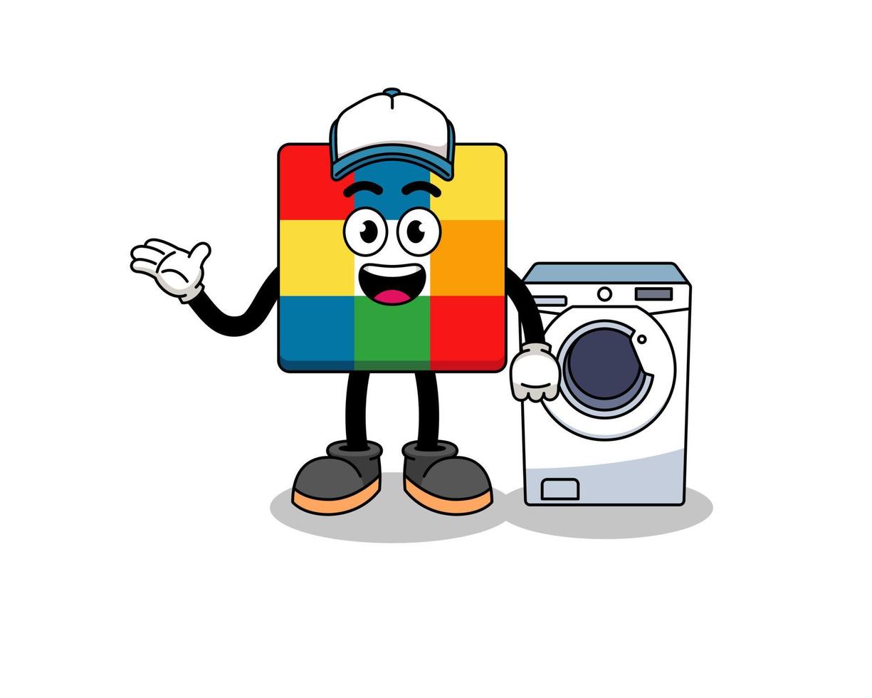 cube puzzle illustration as a laundry man vector