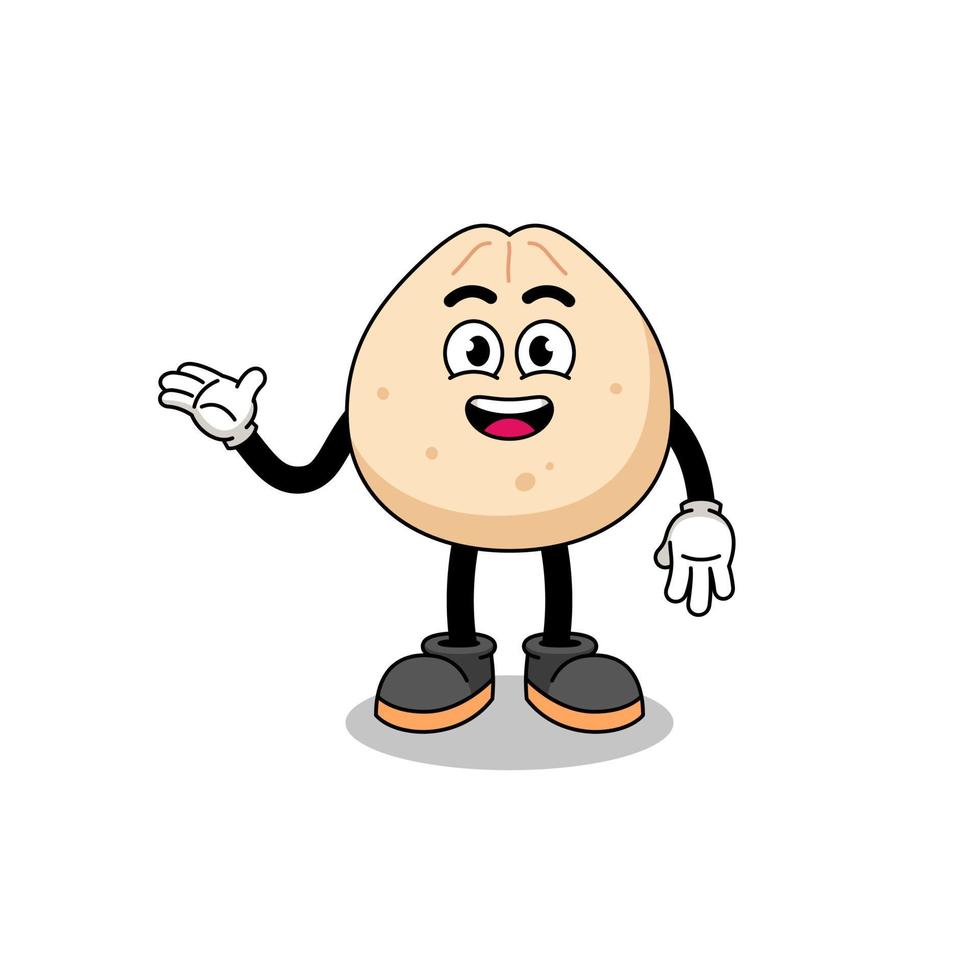 meat bun cartoon with welcome pose vector