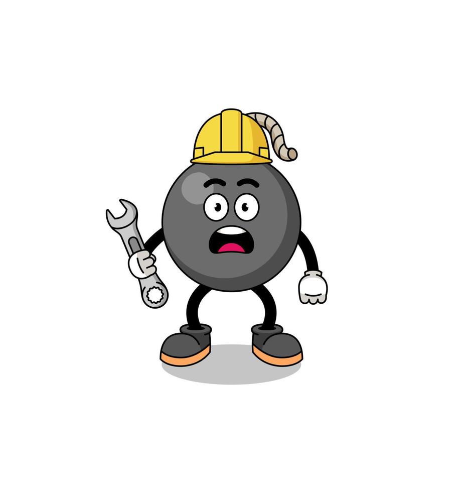 ilustración de personaje de bomba con error 404 vector