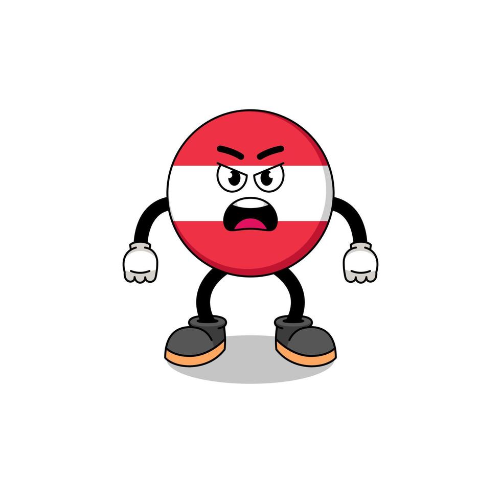 austria flag cartoon illustration with angry expression vector