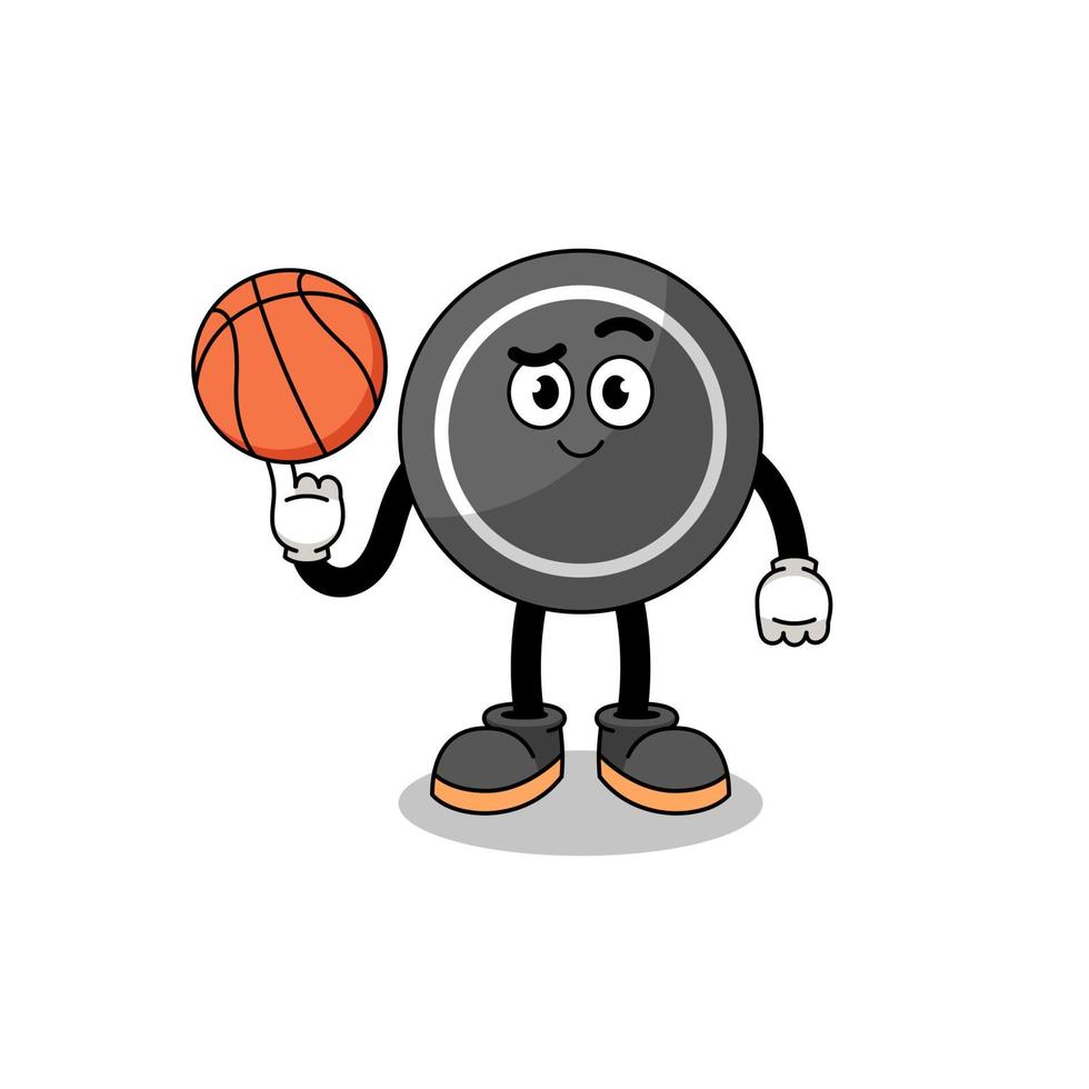hockey puck illustration as a basketball player vector