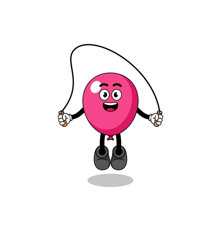 balloon mascot cartoon is playing skipping rope vector