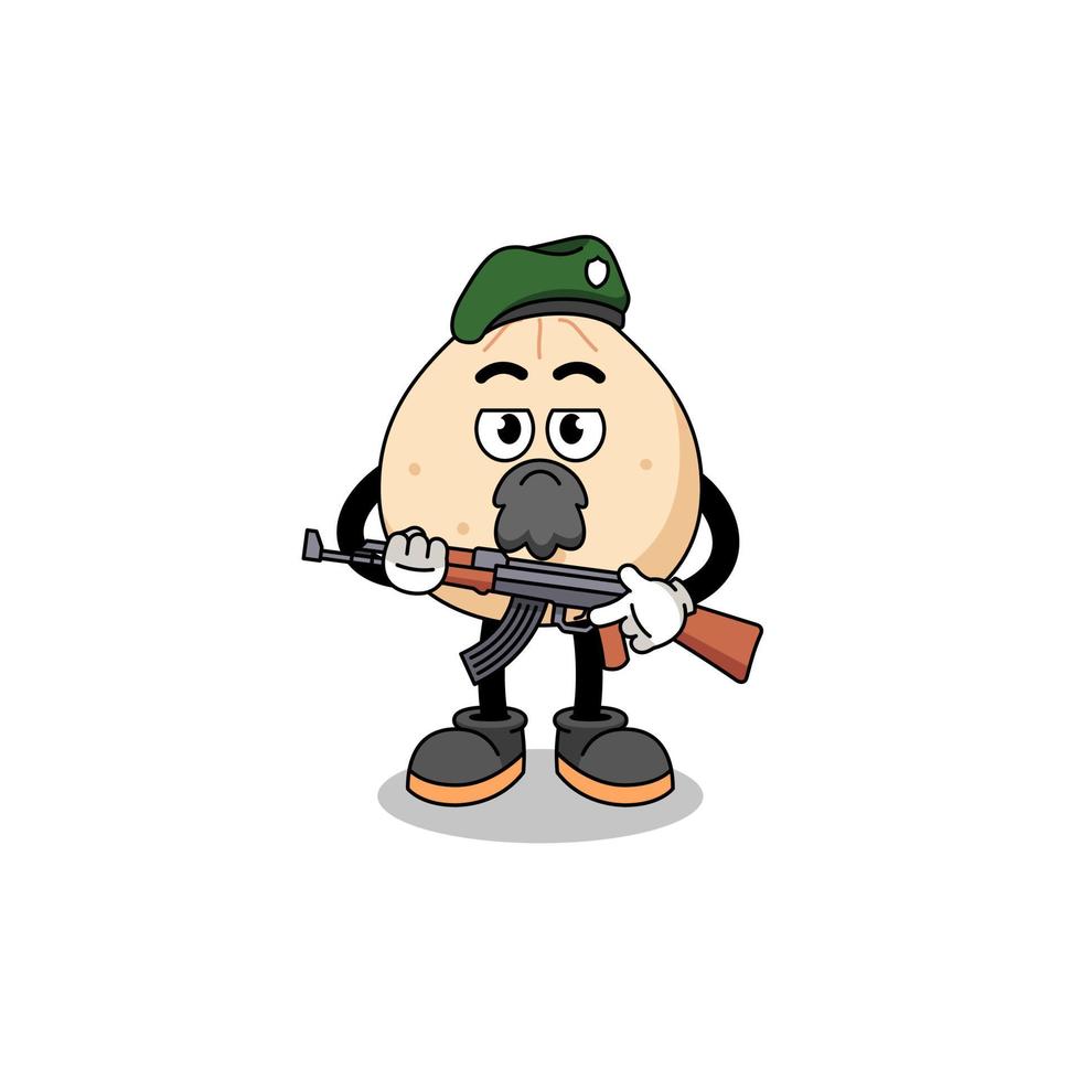 Character cartoon of meat bun as a special force vector