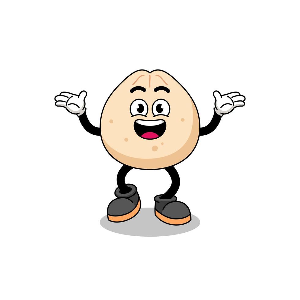 meat bun cartoon searching with happy gesture vector
