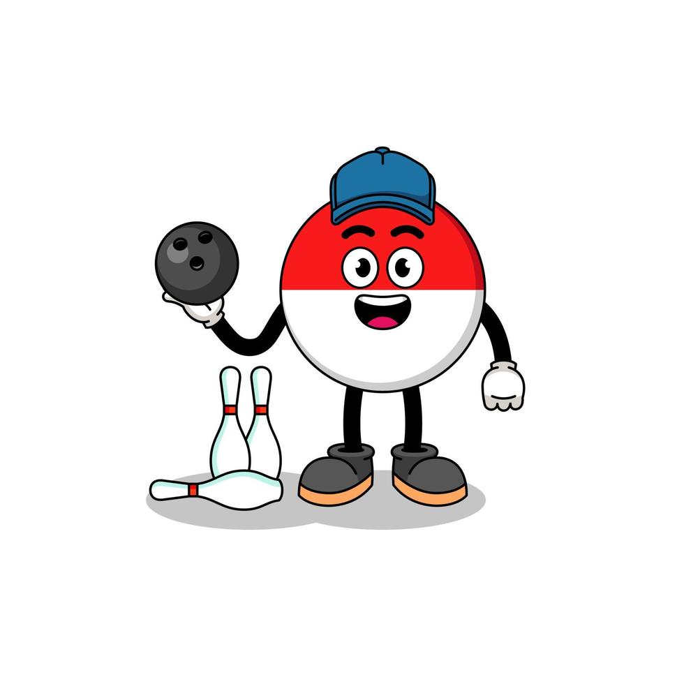 Mascot of indonesia flag as a bowling player vector